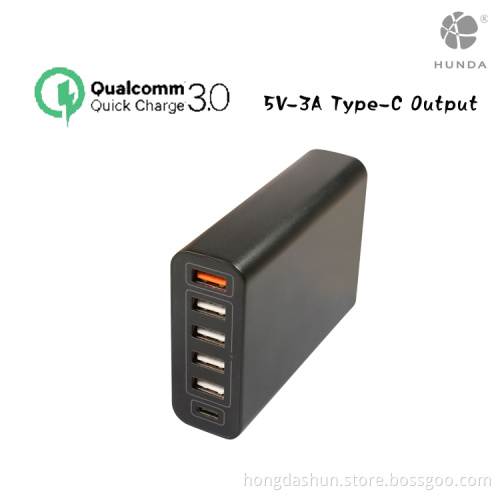 bestsellers in china 60W qualcomm quick charge 3.0 + 3A Type-C multiple USB Wall Charger Adapter devices